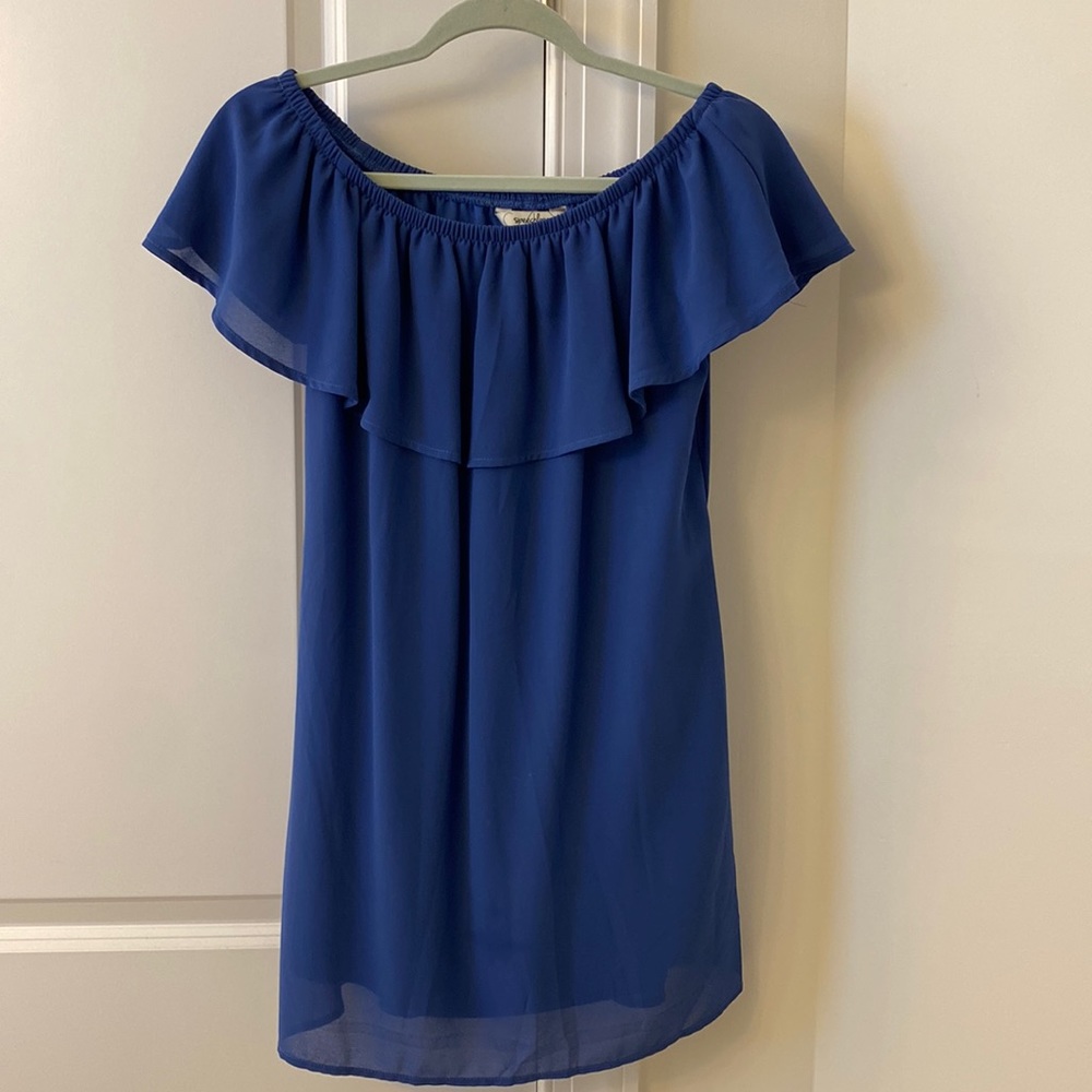 Off the shoulder navy dress